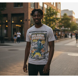 Marvel Black Panther Comic Book Graphic T-Shirt Gray Size Small S